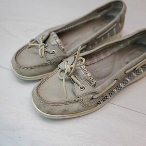 Sperry Top-Sider Women's Boat‎ Shoes Gray Leather Sequins Size 6.5